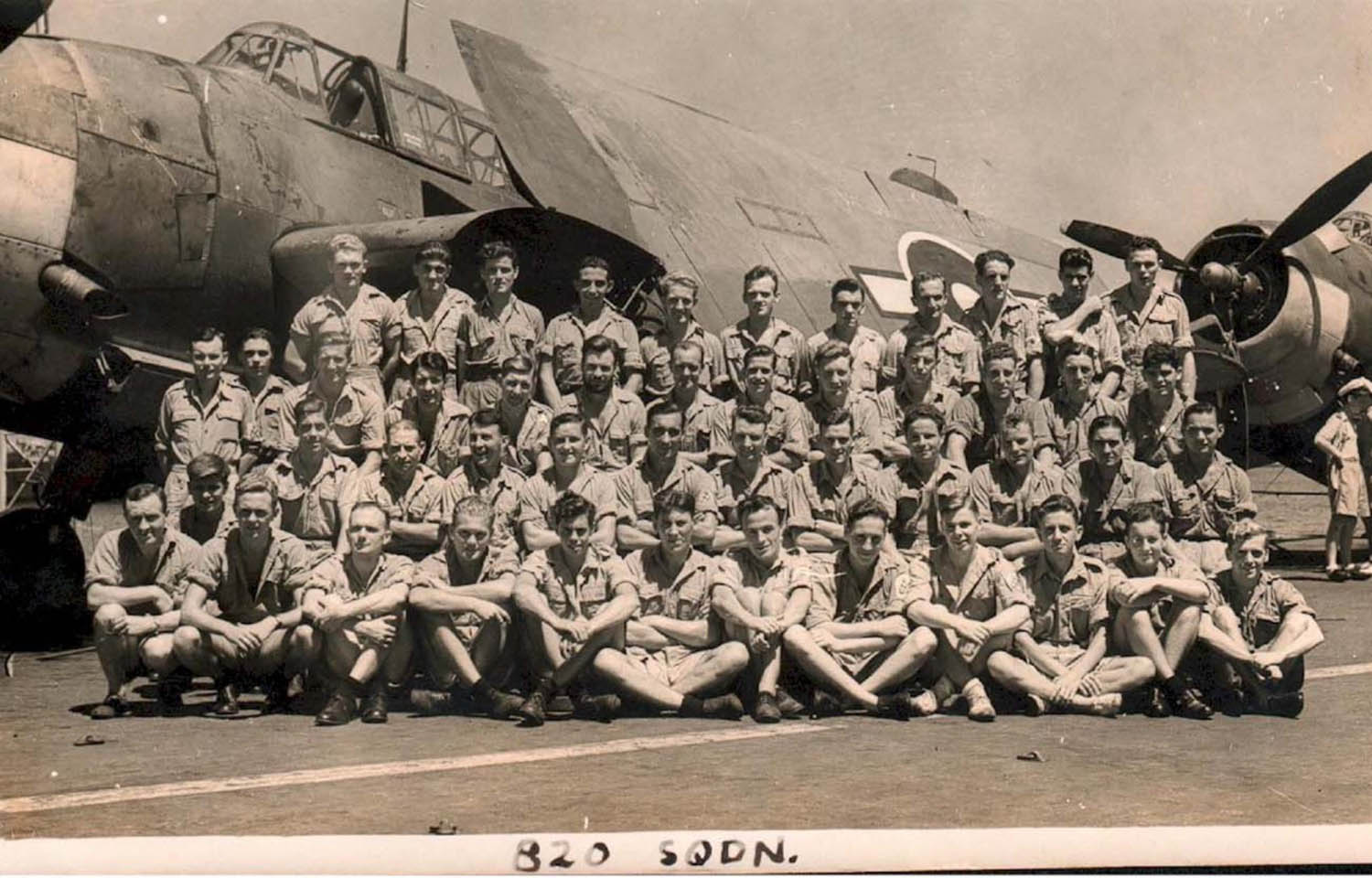 Sailors of 820 Naval Air Squadron on HMS Indefatigable