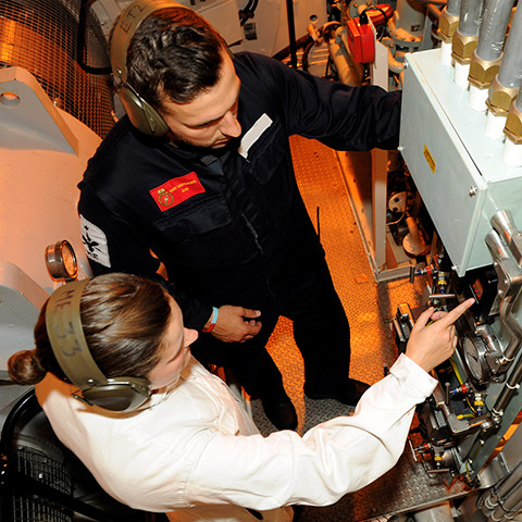 Royal Navy Engineering Officer Bursary Scheme student at work