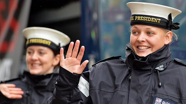 A Royal Navy Reserve rating in uniform. 