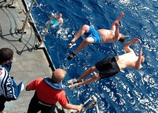 Royal Navy flight deck diving