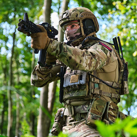 Royal Marine of Alpha Company, 40 Commando wearing the new Future Commando Force (FCF) uniform at Norton Manor Camp, Taunton as the Corps makes the transition to FCF.