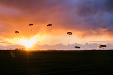 Royal Marines parachuting from a C130 at Denmark during Exercise Baltic Protector