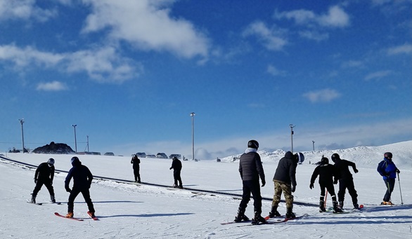 Members of HMS Richmond skiing in Iceland as part of the adventurous training package delivered whilst on operations