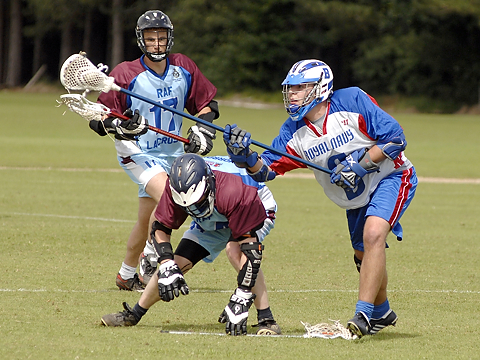 lacrosse ball being caught in group