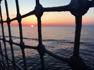 HMS Duncan at sunset