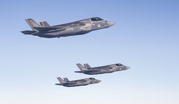 The first 617 Squadron F-35B Lightning aircraft make their way across the Atlantic ocean to their new home at RAF Marham. © Crown copyright 201