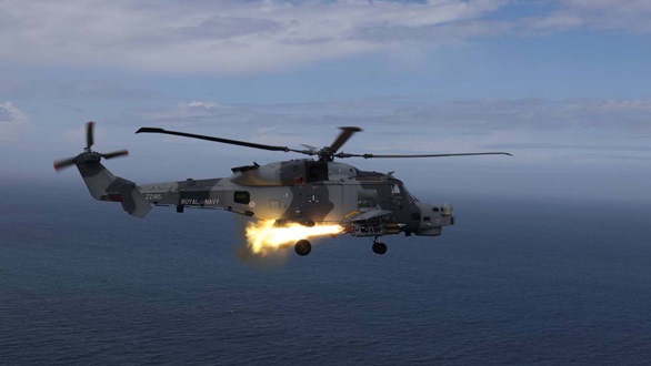 A Wildcat helicopter from 815 NAS pushed the Martlet missile system to its limits in a series of firings in Wales. Picture: LPhot Dan Rosenbaum
