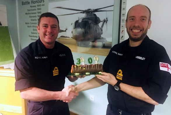 Merlin helicopter squadron boss reaches flying milestone on new carrier