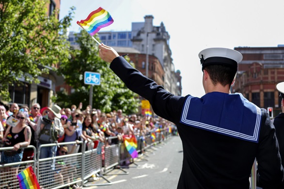 Sailors and Royal Marines showed their support to the LGBT+ community in Manchester