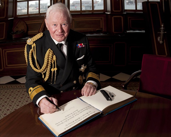 Picture of Honorary Vice Admiral Sir Donald Gosling aboard HMS Victory in 2012