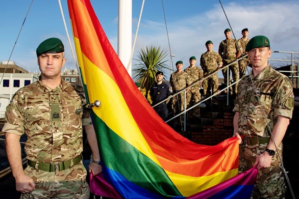 Royal Marines of 43 Commando in Faslane raise the rainbow flag
