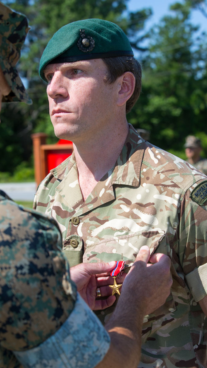 Royal Marine Major James Fuller received the rare honour of an American decoration for his service in Afghanistan.