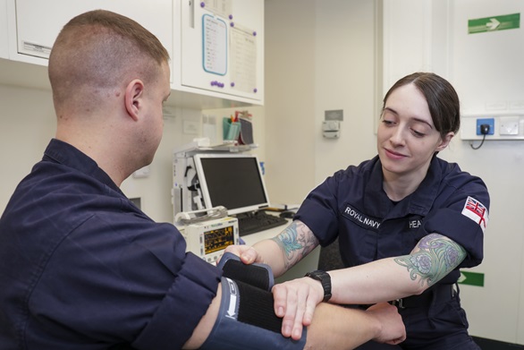 Medical Assistant Taryn Healey undertaking an NVQ in Healthcare as part of an apprenticeship with the Royal Navy.