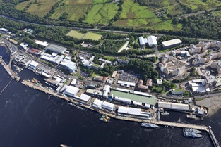 An aerial view of HM Naval Base Clyde