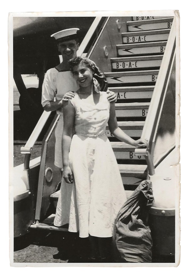 AB Joe Sullivan and his wife June arriving in Bahrain in 1956