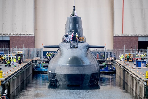 HMS Anson sits in the water for the first time