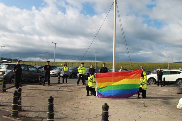 The Rainbow flag is raised at RNAD Coulport