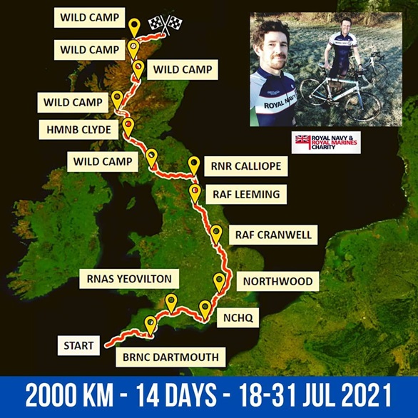 The route the cyclists will take