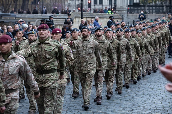 Personnel marched through Westminster