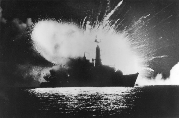 A majestically awful sight - HMS Antelope's magazine detonates