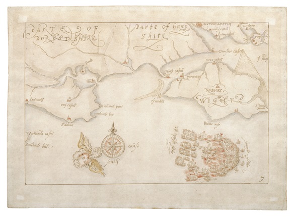 One of the ten 'Armada Maps' depicting the encounter with the Spanish Fleet off the Isle of Wight