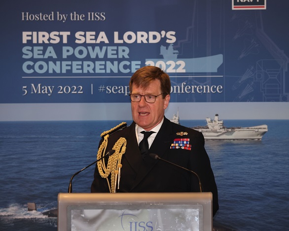 First Sea Lord Admiral Sir Ben Key speaks at the Sea Power Conference. Picture: LPhot Gareth Smith