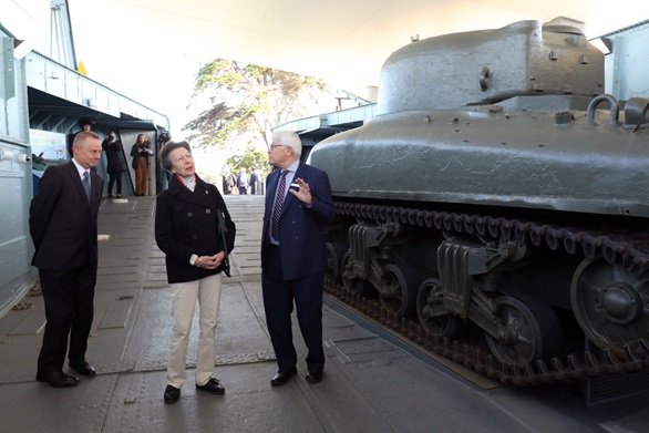 Nick Hewitt and Dominic Tweddle with Princess Anne on the tank deck