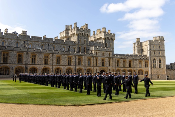 His Majesty the King presents Royal Victorian Order honours to around 150 Royal Naval personnel who took part in Queen Elizabeth II's funeral. Picture: Petty Officer Joel Rouse