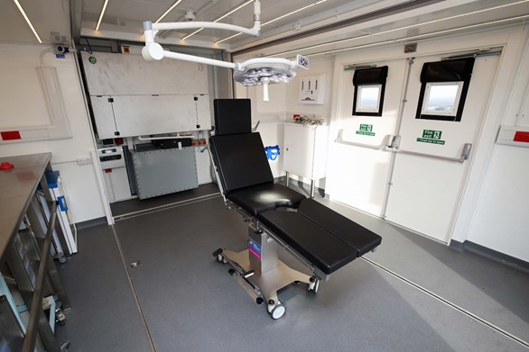 A Persistent Operational Deployment System (PODS) fitted with medical equipment is demonstrated at Portsdown Technology Park. Picture: LPhot Lee Blease