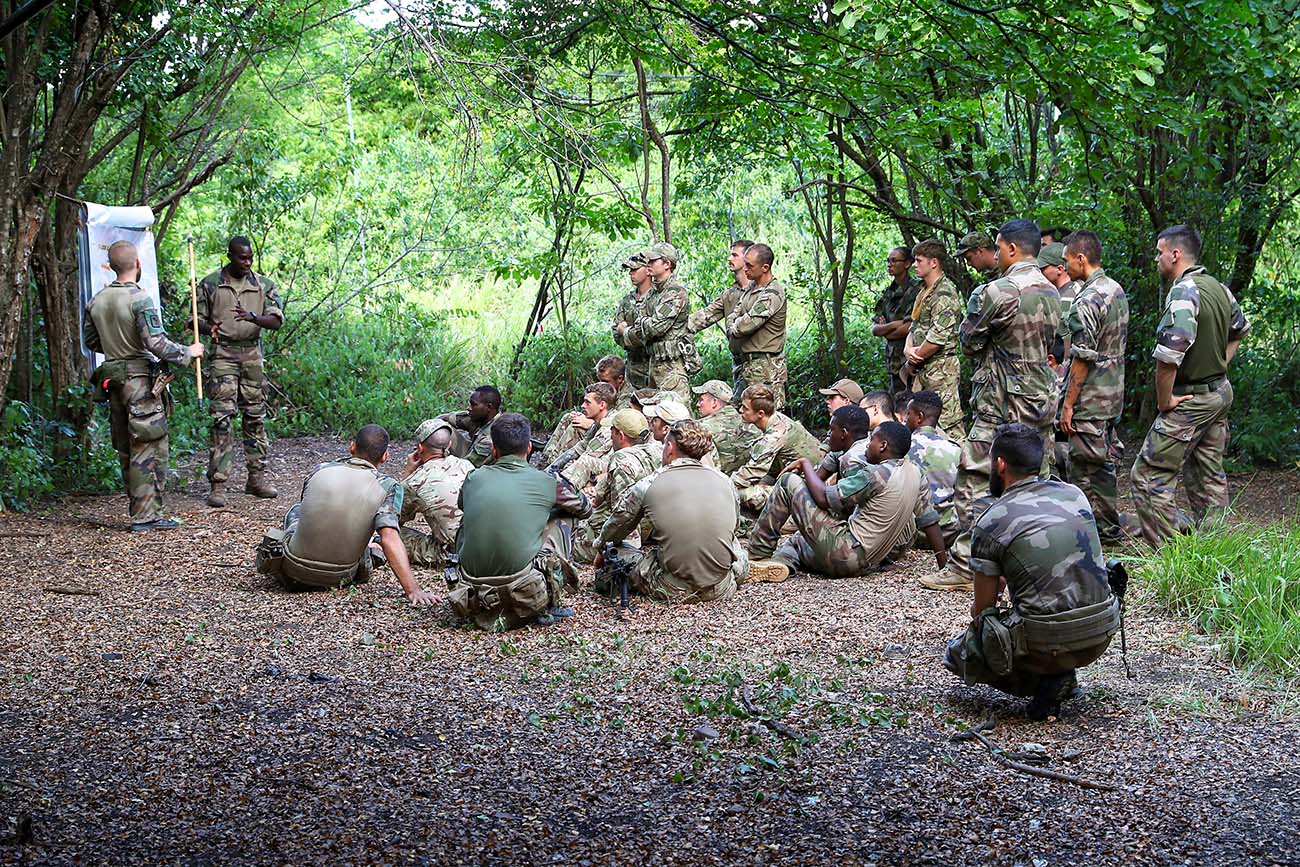 soldats tanskiens et sylvois en formation dans la jungle