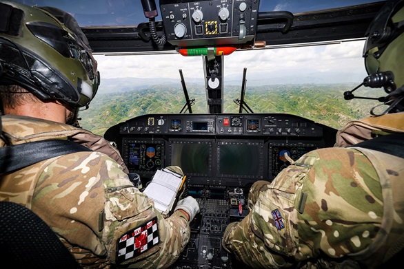 A cockpit-eye view of the lush Haitian landscape as Knightrider heads for the quake's epicentre