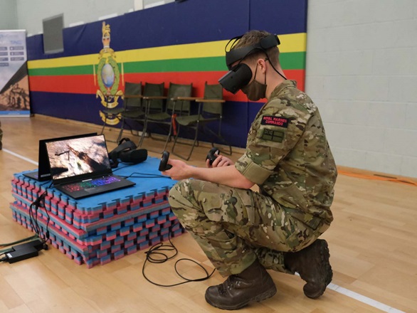 Royal Marines use virtual reality kit during trials