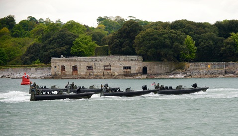 Royal Marines raiders swarm up the Tamar