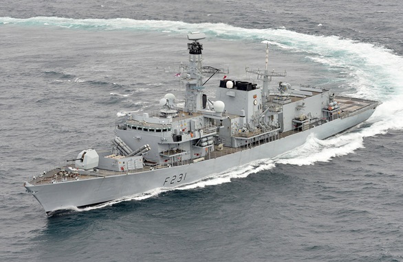 HMS Argyll turning at speed in 2014 before Sea Ceptor was installed