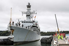 HMS Argyll alongside in Plymouth after six months deployed on operations in the Gulf