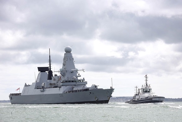 Type 45 destroyer HMS Daring returns home after nine months on patrol