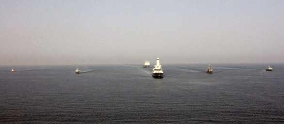 HMS Defender leads half a dozen warships as the world’s largest test of mine warfare force gets under way