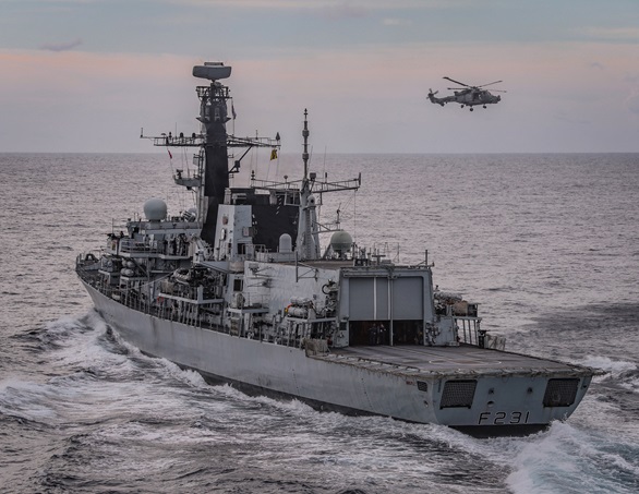 HMS Argyll with her Wildcat helicopter