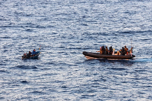 Eagle-eyed Royal Navy sailors save fishermen stranded at sea for days