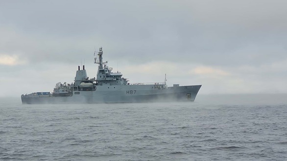 HMS Echo met up with Lithuanian ship LNS Kursis for minehunting operations in the Baltic Sea. Picture: Lithuanian Navy