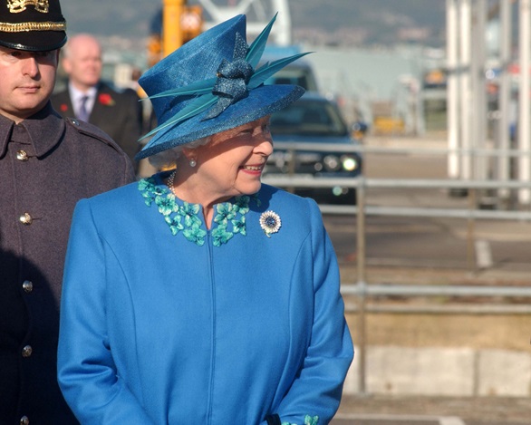 A smiling Queen visits HMS Lancaster in 2006