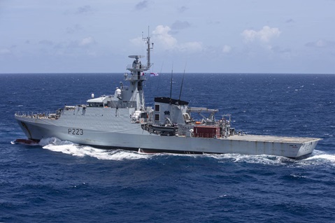 HMS Medway in the Caribbean Sea as part of the Atlantic Patrol Task group working alongside with RFA Argus