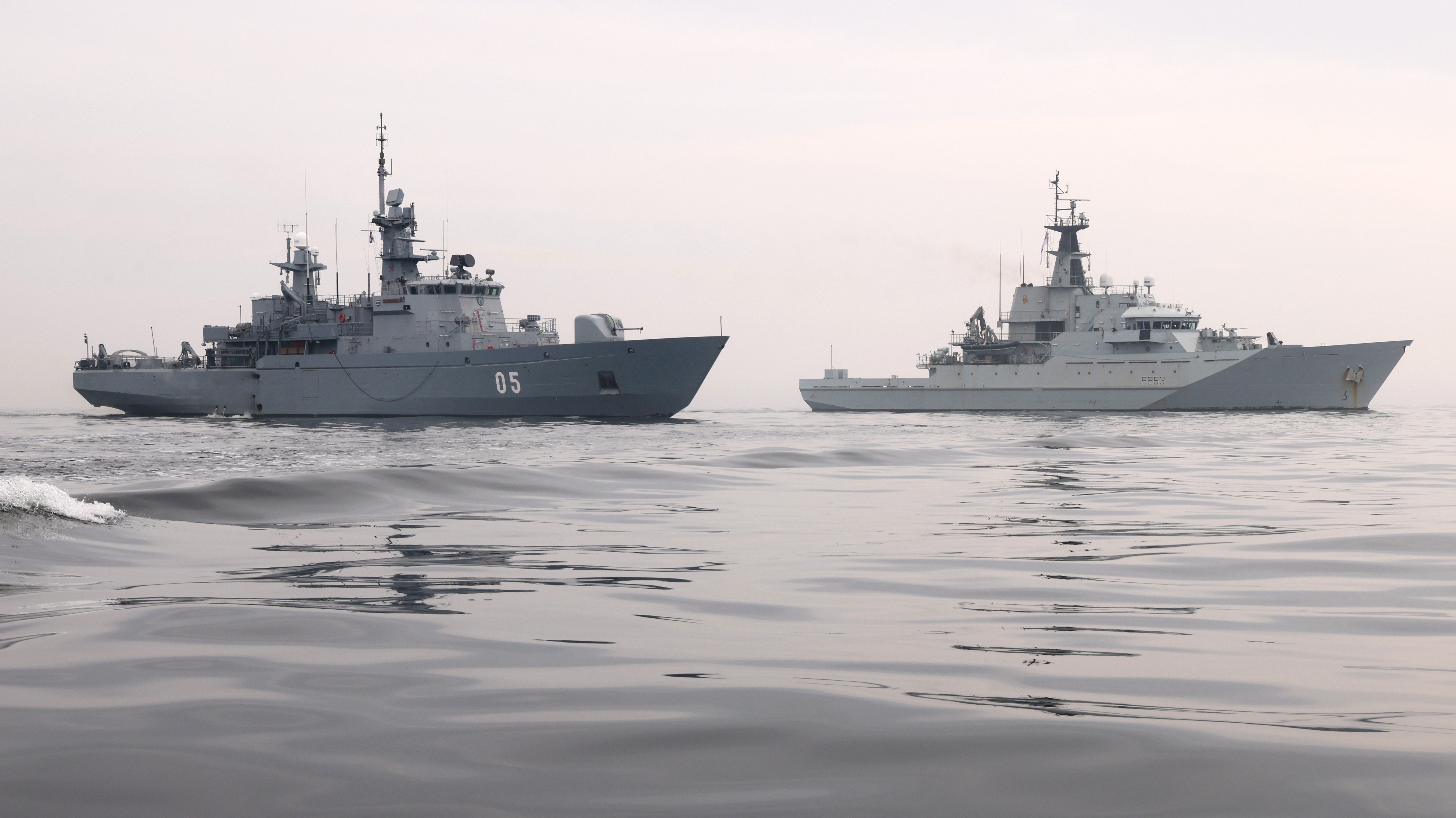 Patrol ship Mersey works with RAF in the Baltic