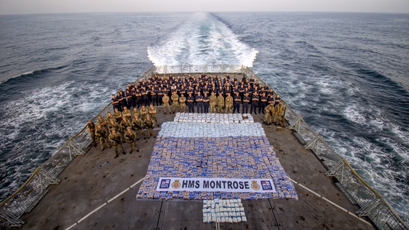 Montrose's crew with the drugs haul on the flight deck