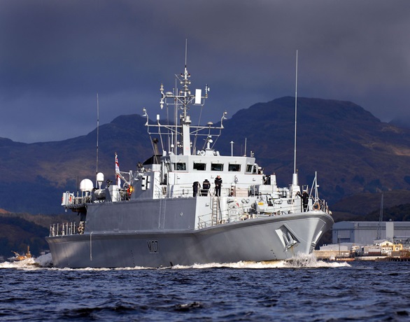 HMS Pembroke goes to action stations during  exercise off Scottish coast