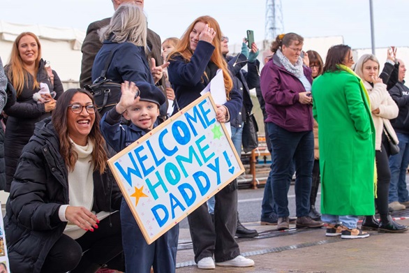 HMS Portland was welcomed home by families and loved ones after operations in the North Atlantic and in UK waters. Picture: Mne Joe Burt