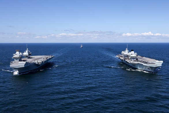 Sisters together - HMS Prince of Wales (left) and Queen Elizabeth at sea for the first time