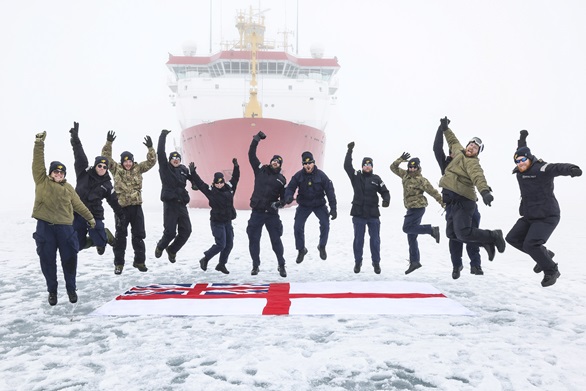 Top of the World, Ma - Protector's sailors celebrate getting within 1050km of the North Pole