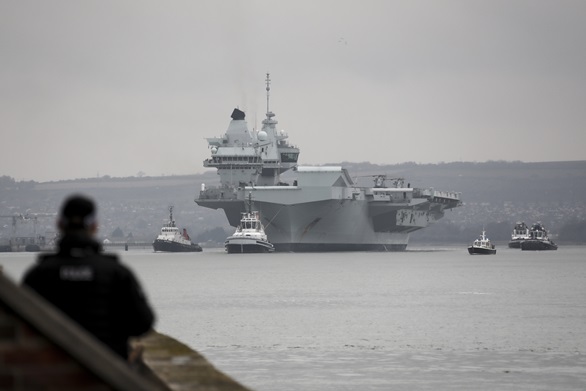 HMS Queen Elizabeth sails from Portsmouth for sea trials in UK waters. Picture: LPhot Barry Swainsbury  