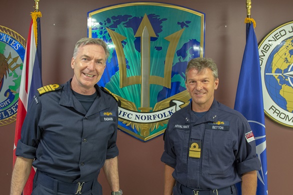 The First Sea Lord (left) with the senior RN officer at JFC Norfolk Rear Admiral Andrew Betton